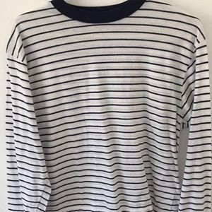 Navy Blue and White Striped Brandy Melville Long Sleeve